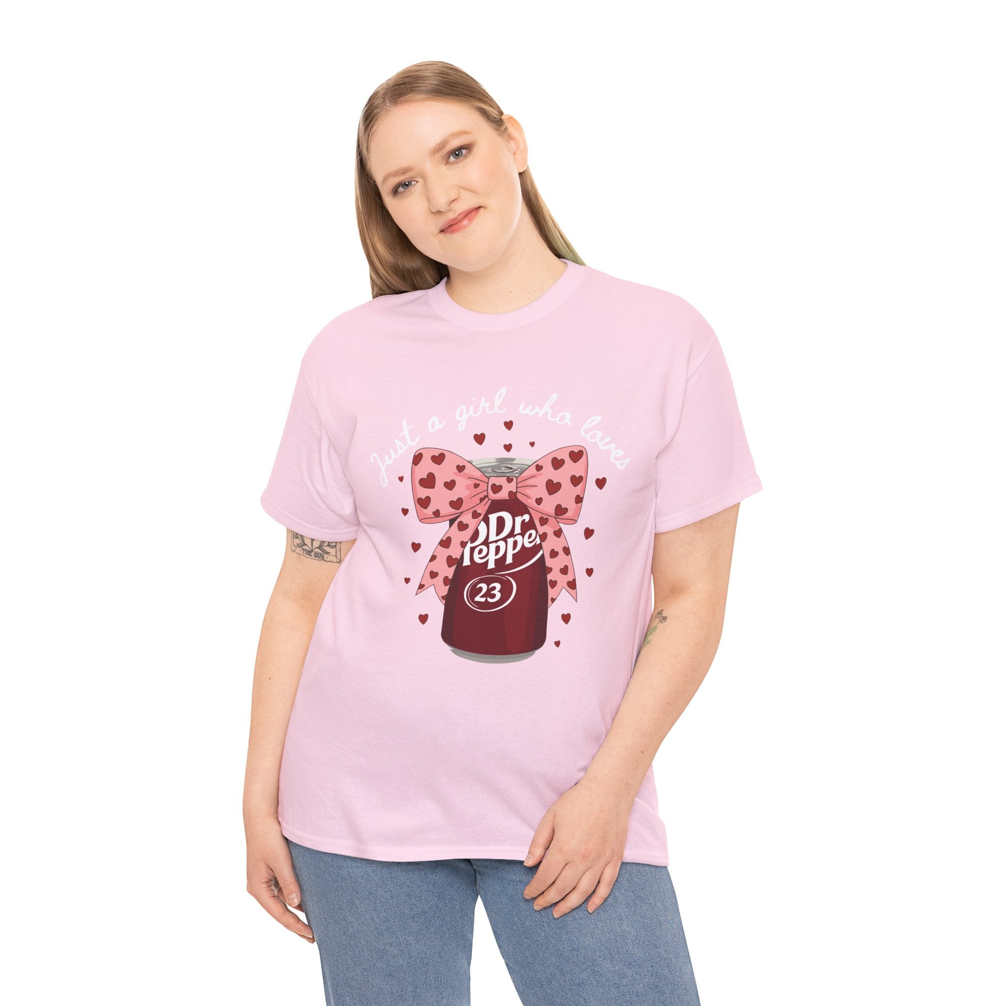 Dr Pepper 23 Tee — "Just a Girl Who Loves" Cute Soda Bow T-Shirt