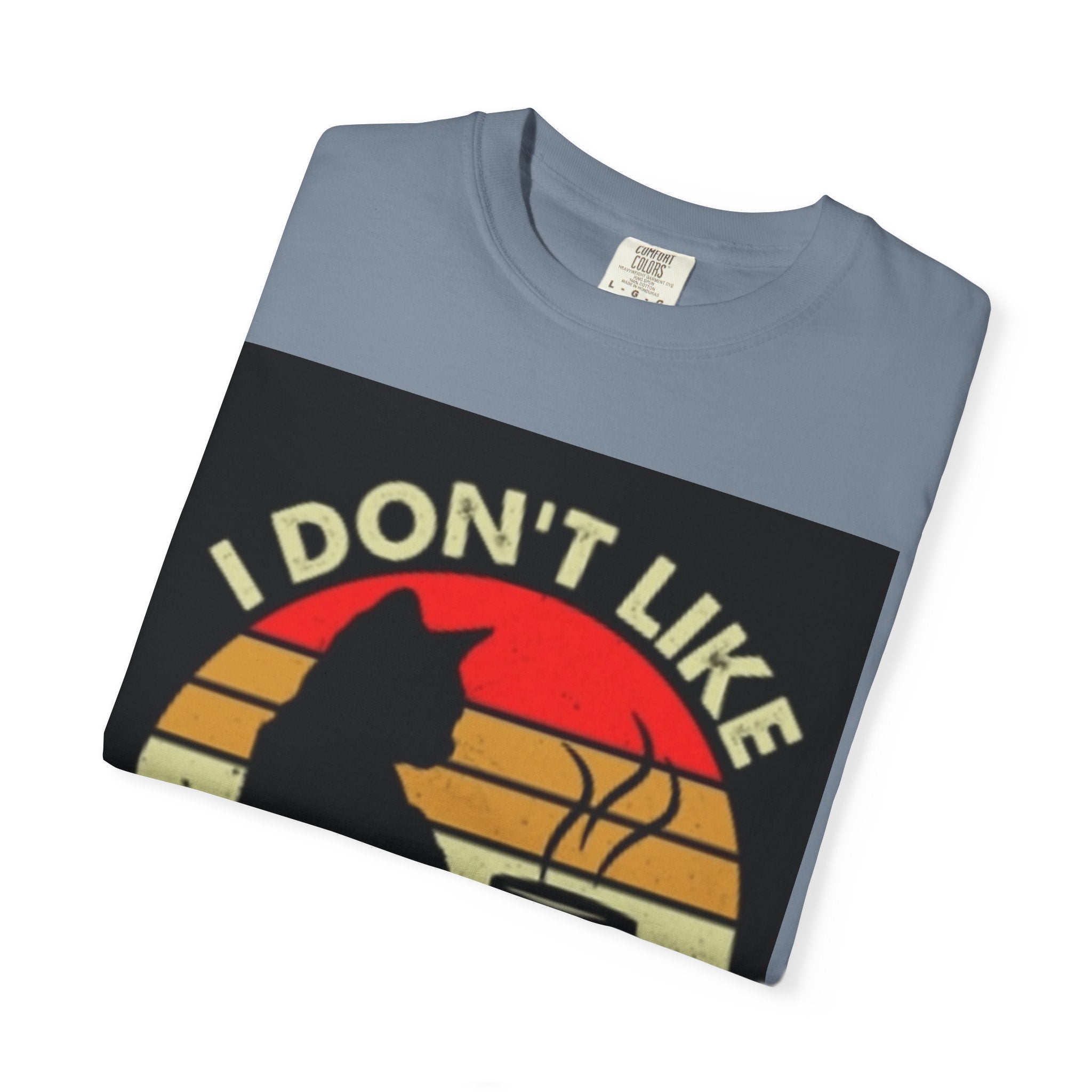 I Don't Like Morning People T-Shirt — Cat & Coffee Retro Graphic Tee