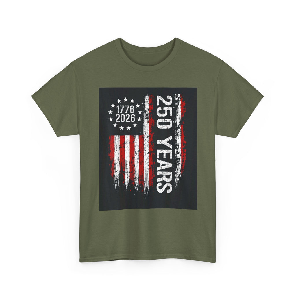 250 Years USA Flag T-Shirt — 1776-2026 Bicentennial Celebration Tee