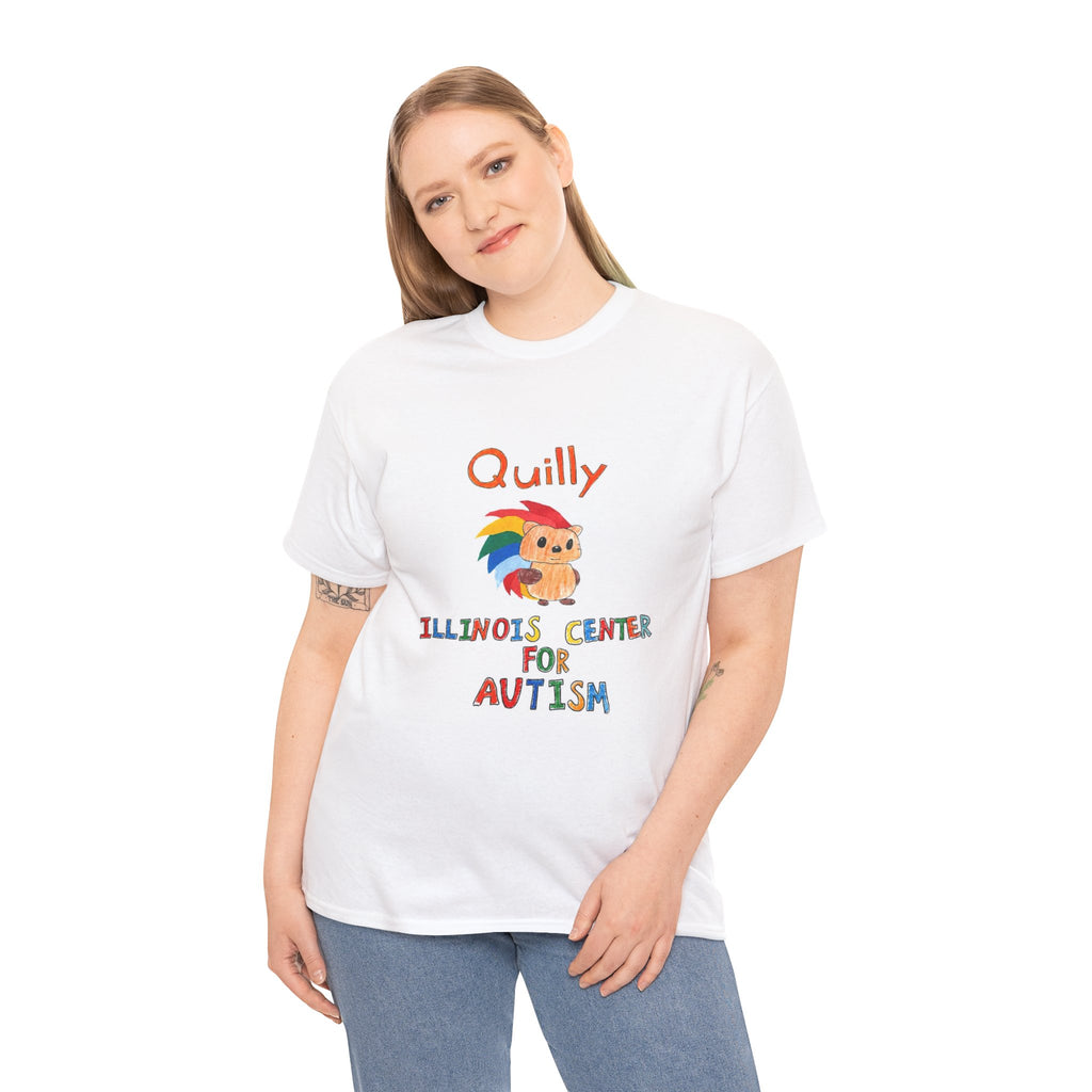 Autism Support Kids T-Shirt — "Quilly" Illinois Center for Autism Rainbow Hedgehog Tee