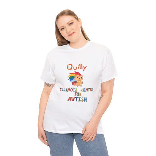 Autism Support Kids T-Shirt — "Quilly" Illinois Center for Autism Rainbow Hedgehog Tee