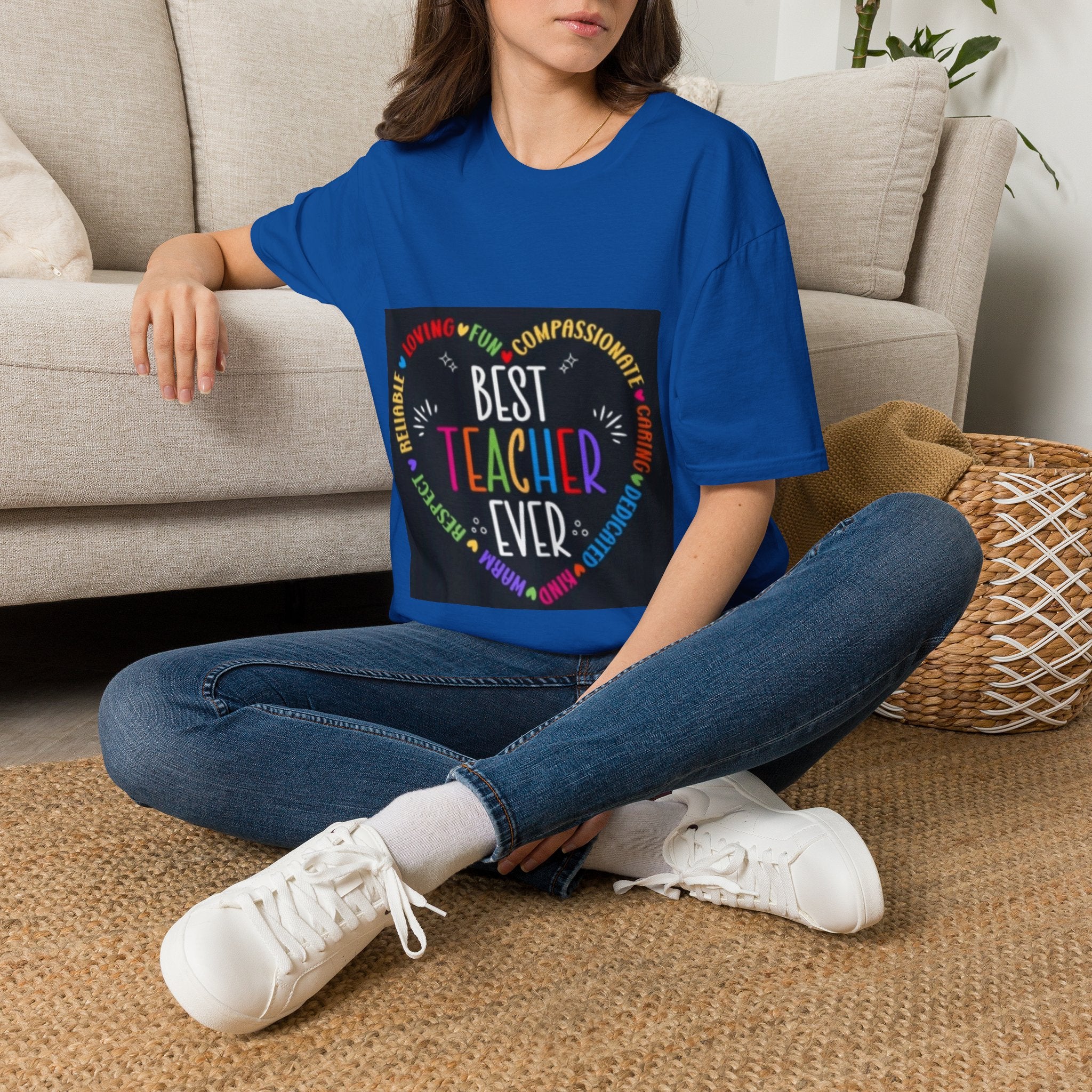 Best Teacher Ever T-Shirt — Colorful Heart Tribute for Educators, Teacher Appreciation Gift