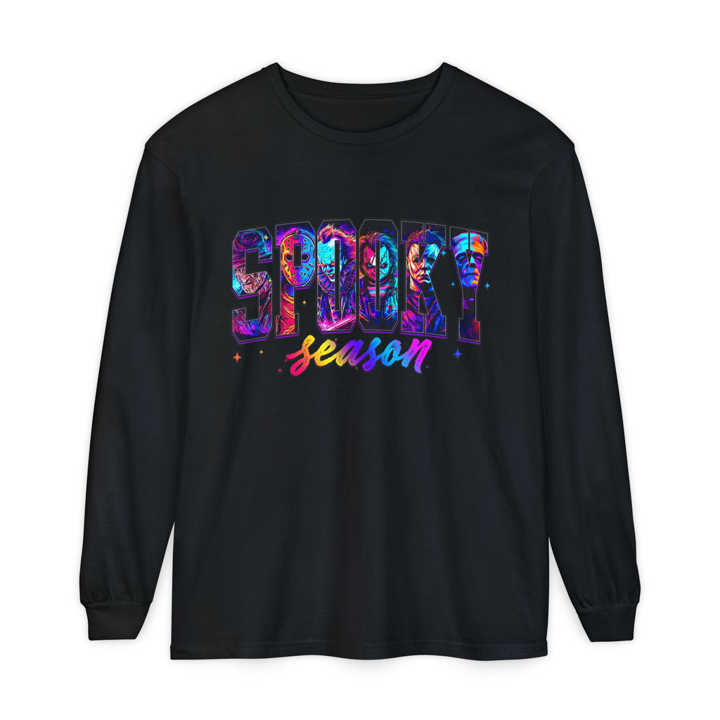 Spooky Season Long Sleeve Tee — Colorful Halloween Graphic