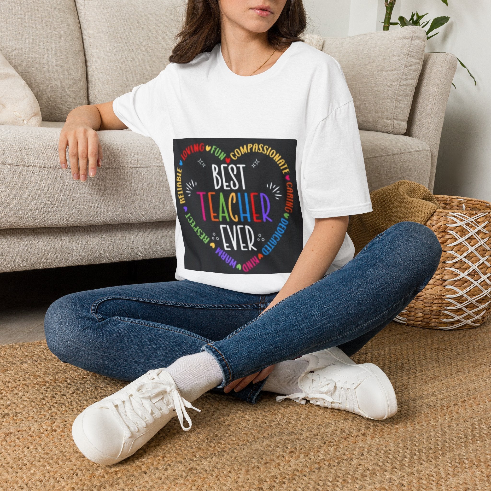 Best Teacher Ever T-Shirt — Colorful Heart Tribute for Educators, Teacher Appreciation Gift