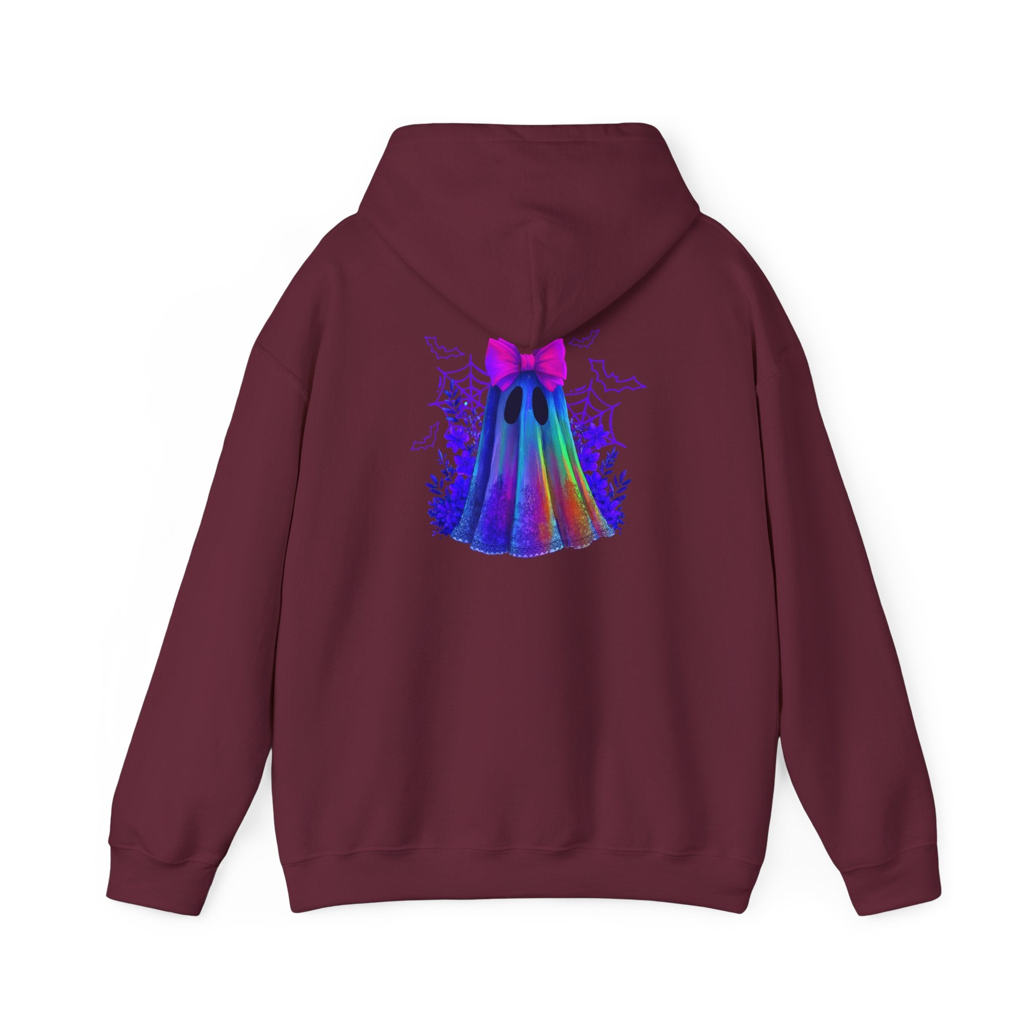 Colorful Ghost Hoodie with Bow — Cute Rainbow Halloween Pullover