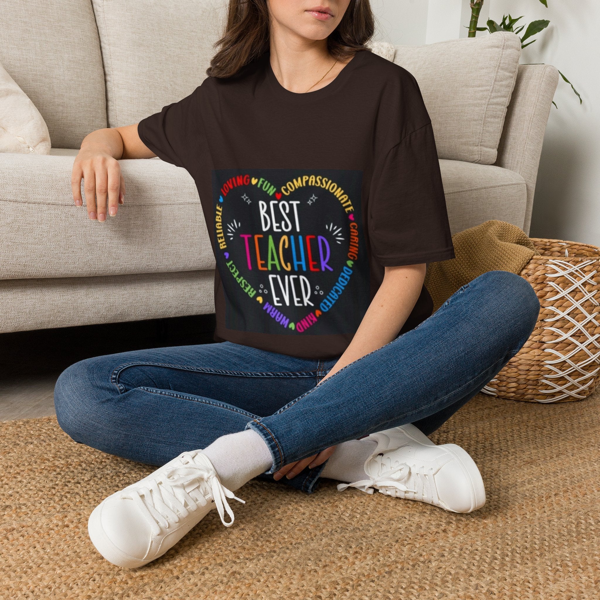 Best Teacher Ever T-Shirt — Colorful Heart Tribute for Educators, Teacher Appreciation Gift