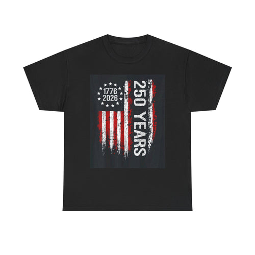 250 Years USA Flag T-Shirt — 1776-2026 Bicentennial Celebration Tee