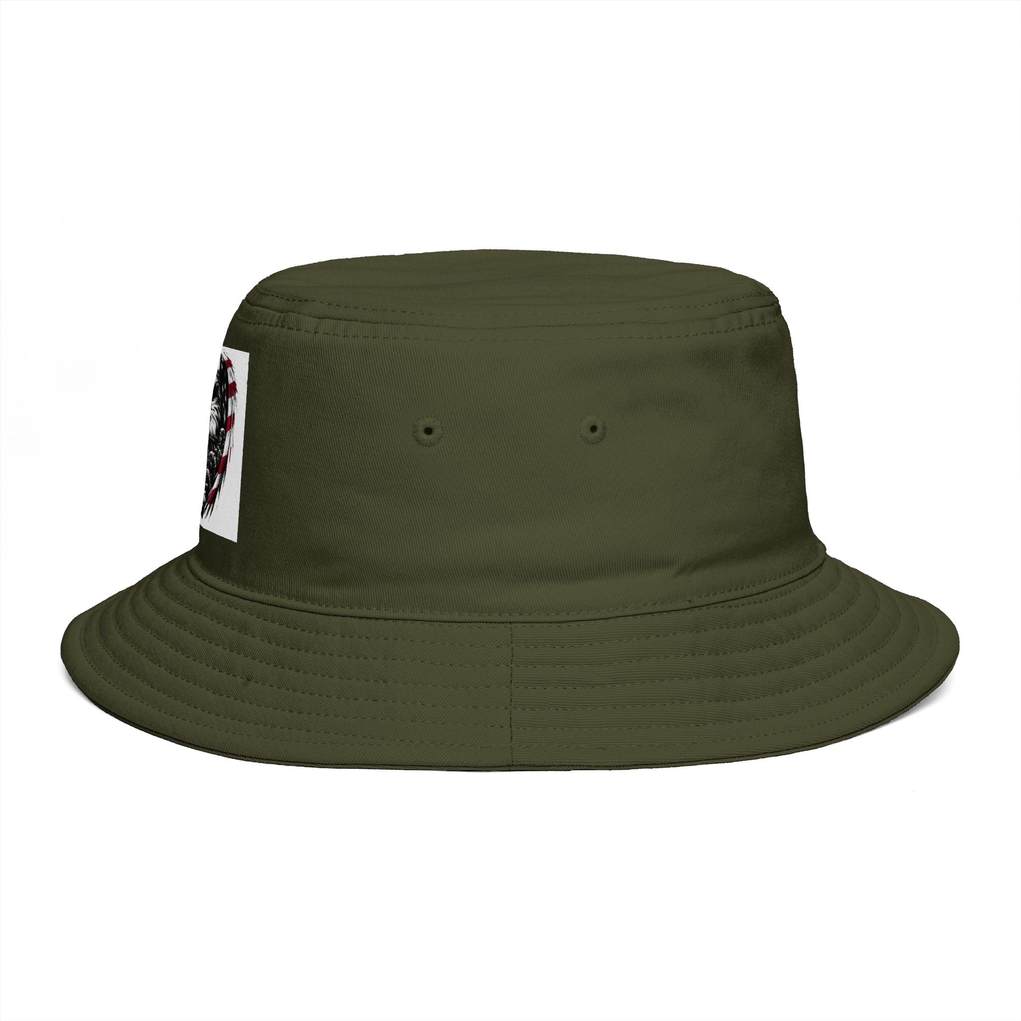 Patriotic Eagle Bucket Hat – American Flag Heart Graphic