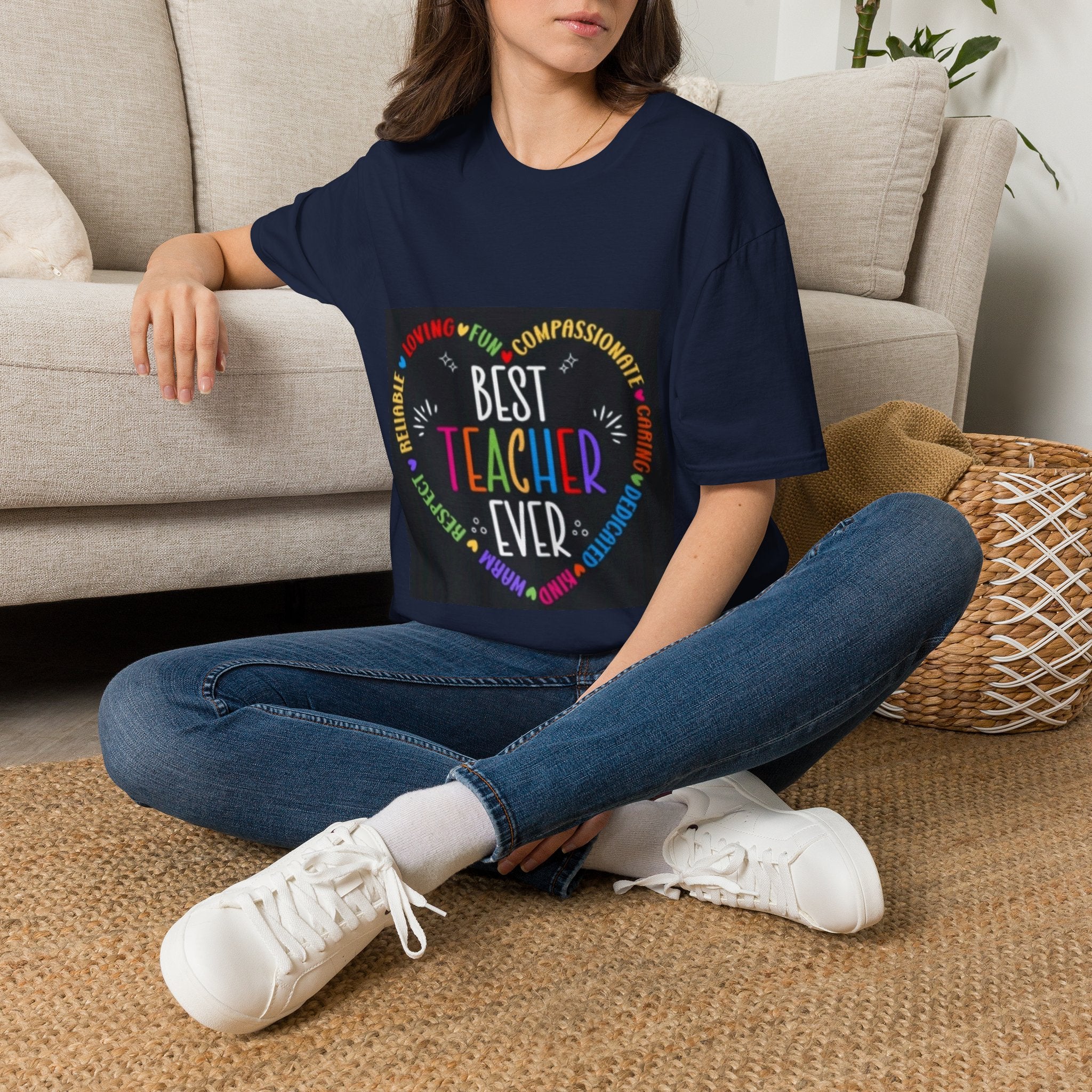 Best Teacher Ever T-Shirt — Colorful Heart Tribute for Educators, Teacher Appreciation Gift