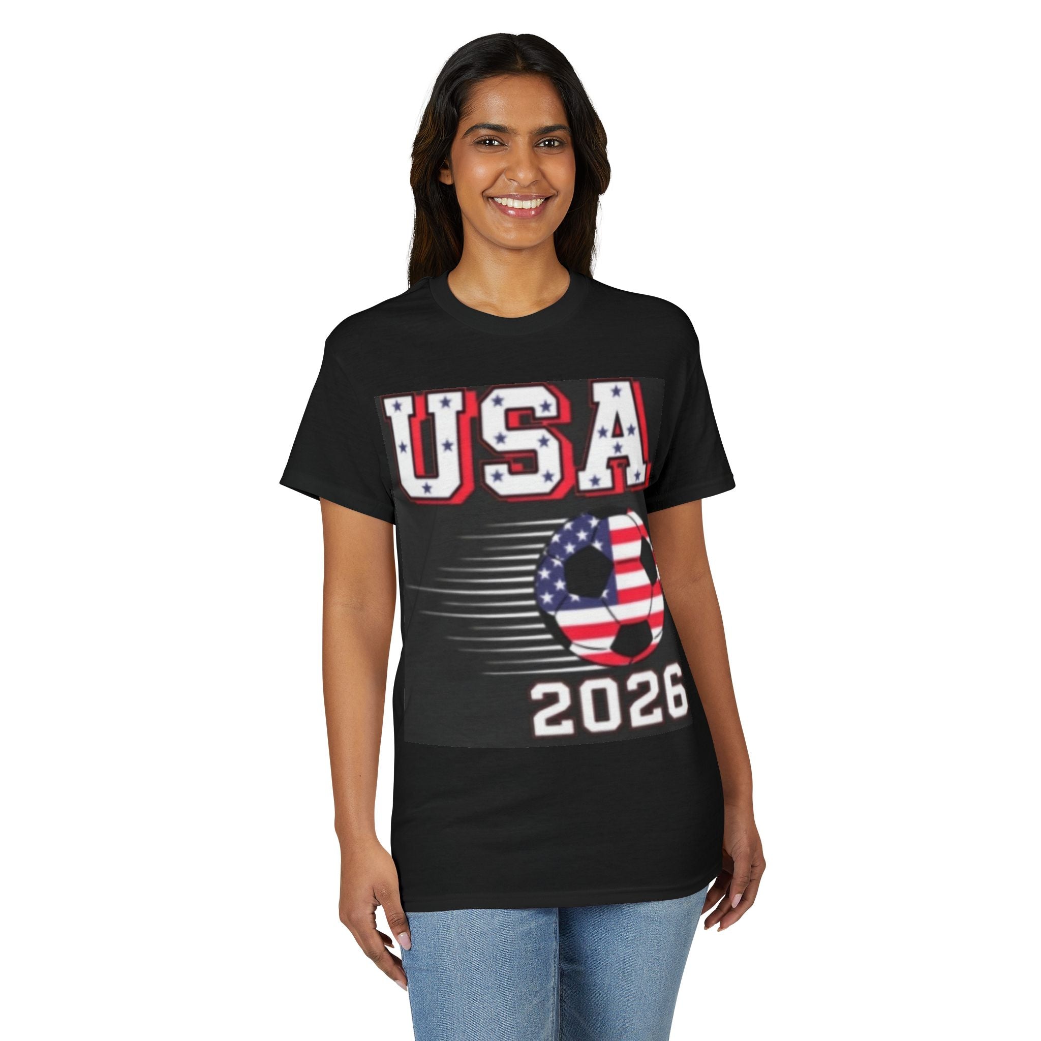 USA Soccer 2026 T-Shirt — American Flag Soccer Ball World Cup Tee