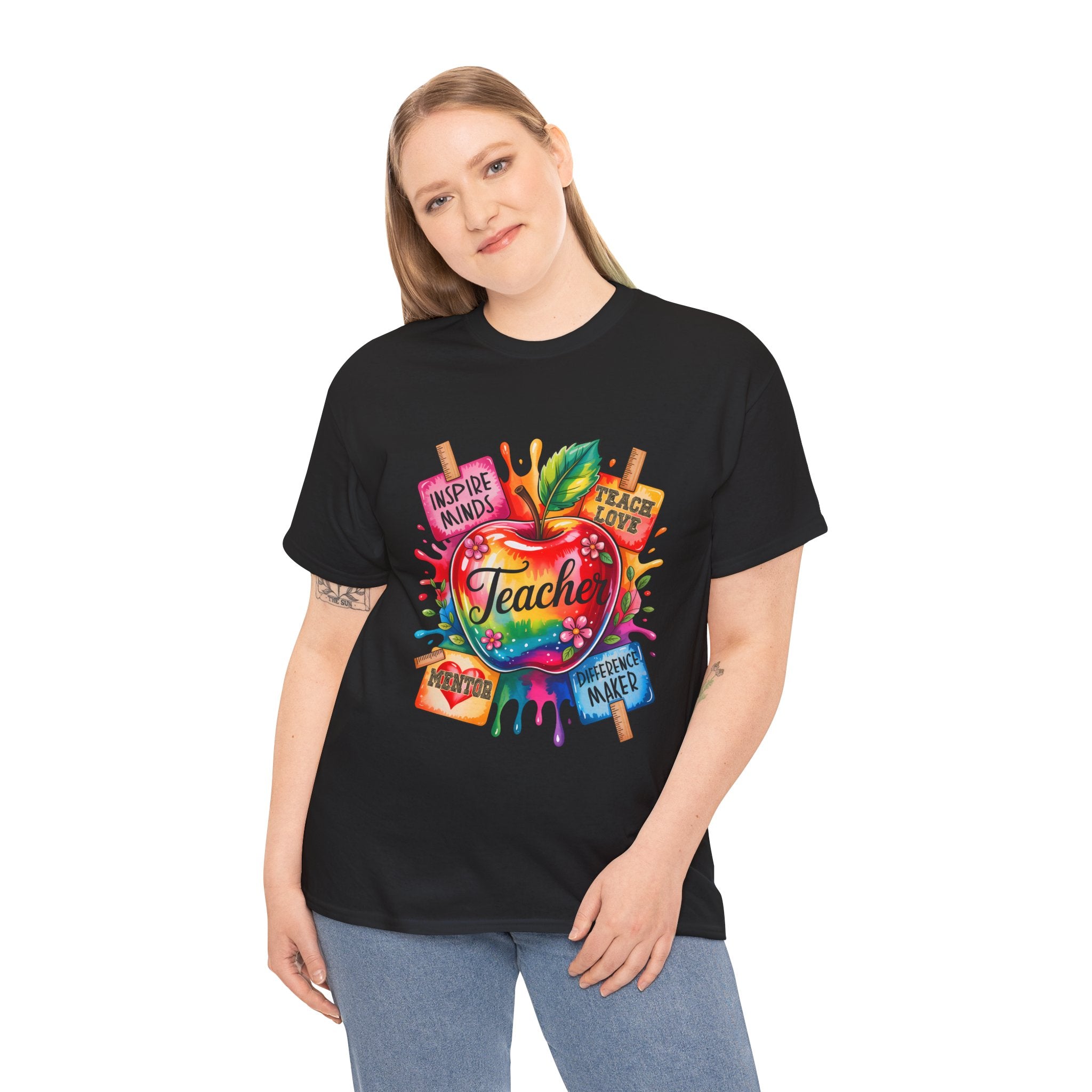 Colorful Apple Teacher T‑Shirt – Inspire Minds | Back to School Gift