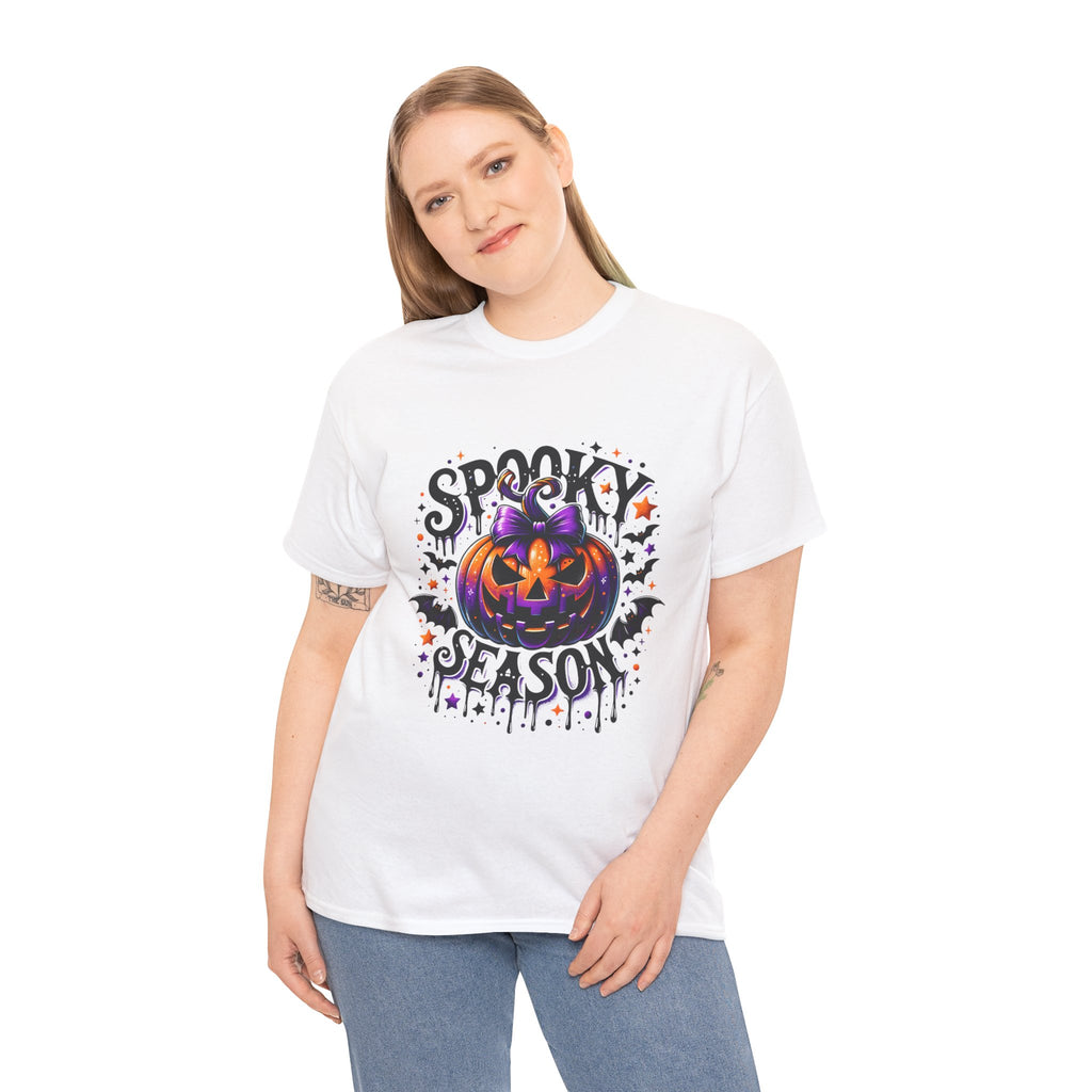 Halloween T-Shirt — "Spooky Season" Pumpkin Bat Graphic Tee