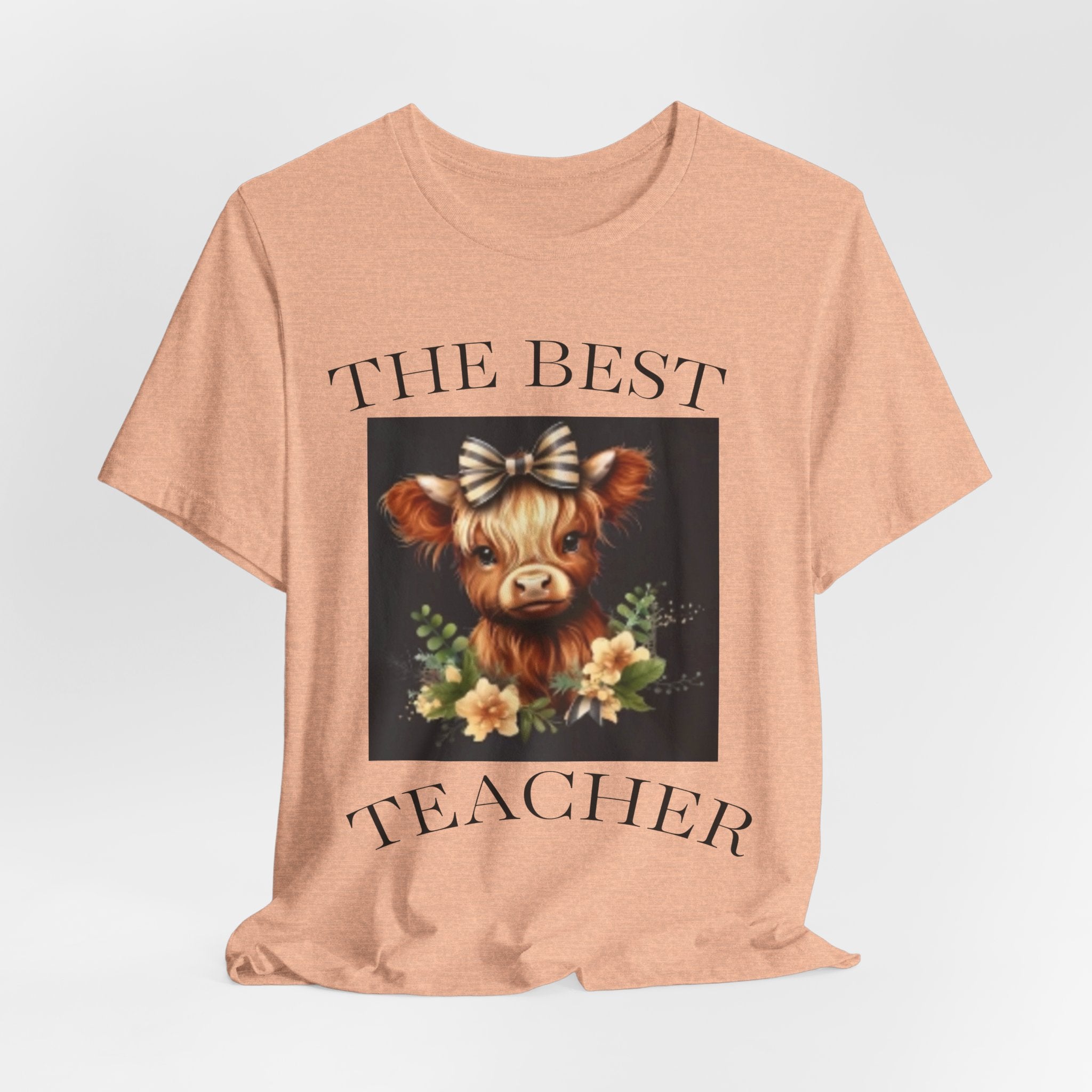 The Best Teacher Cow Tee — Cute Floral Cow Graphic Teacher T-Shirt