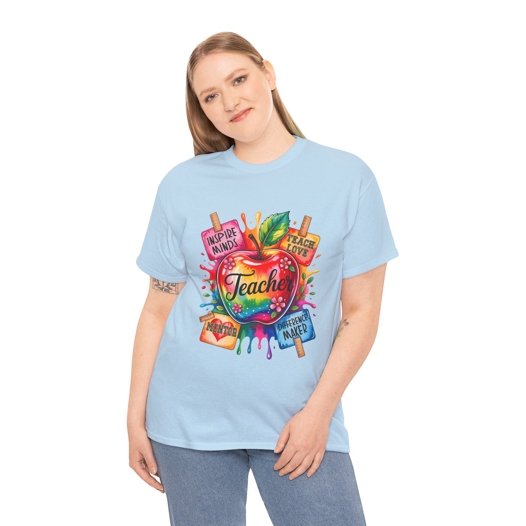 Colorful Apple Teacher T‑Shirt – Inspire Minds | Back to School Gift
