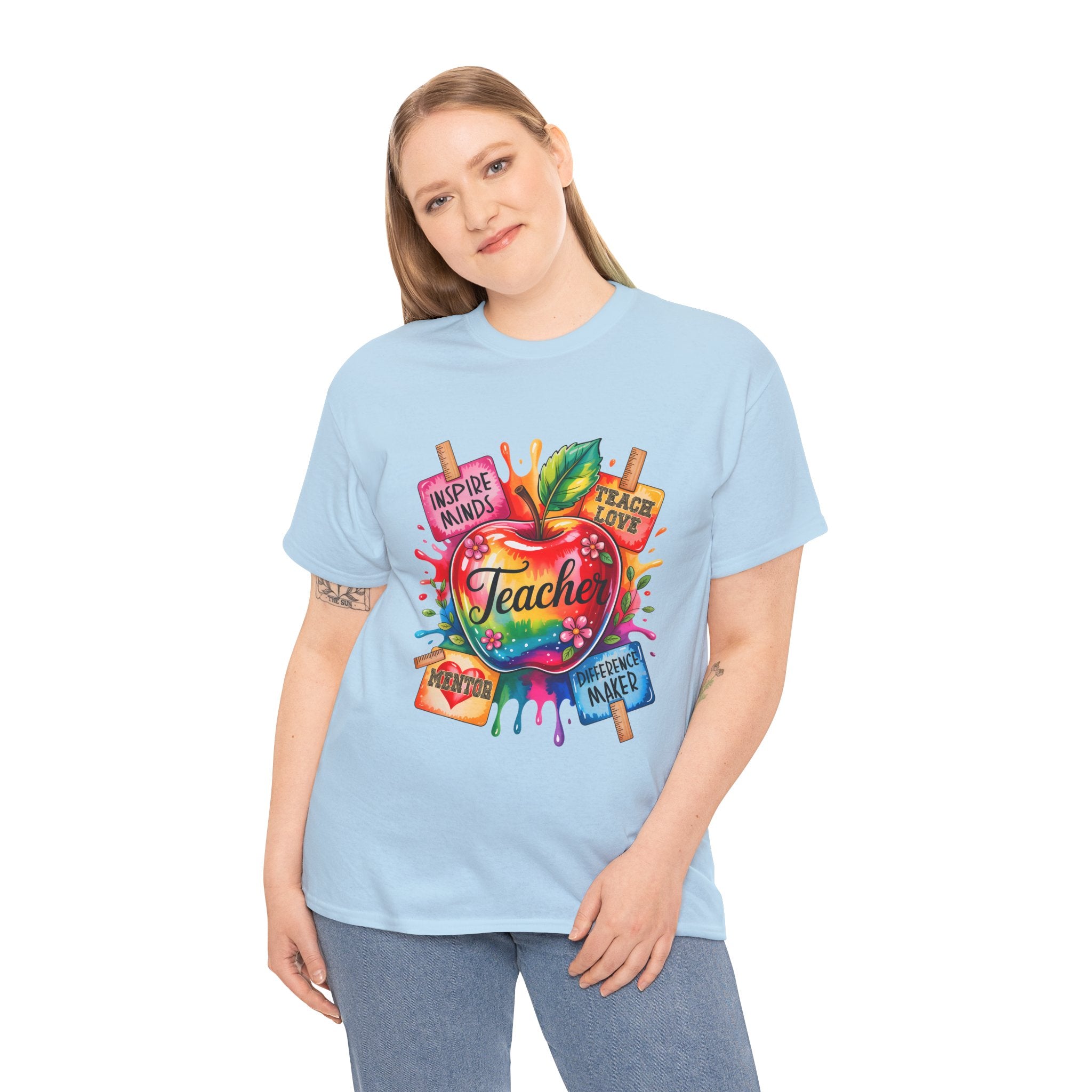 Colorful Apple Teacher T‑Shirt – Inspire Minds | Back to School Gift