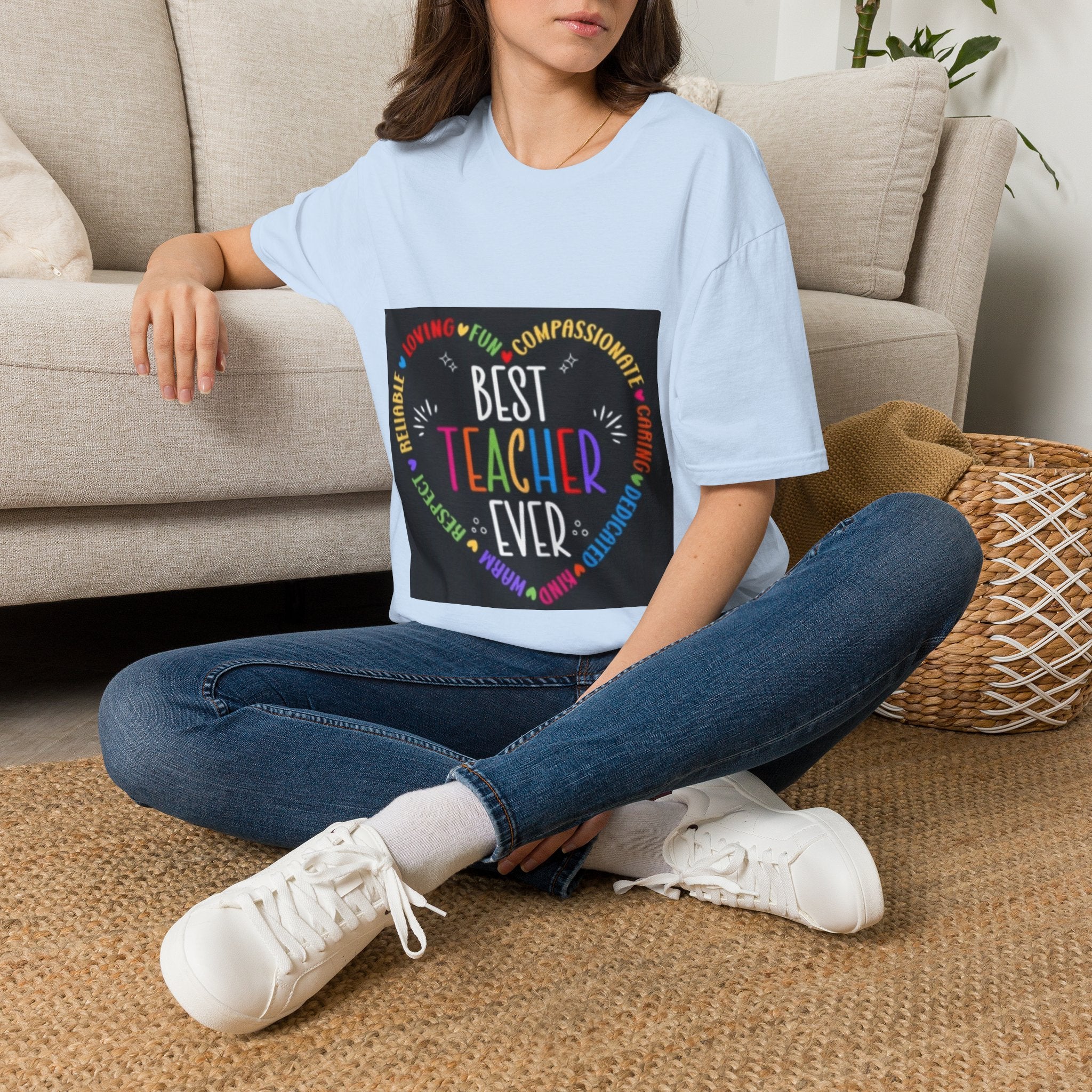 Best Teacher Ever T-Shirt — Colorful Heart Tribute for Educators, Teacher Appreciation Gift