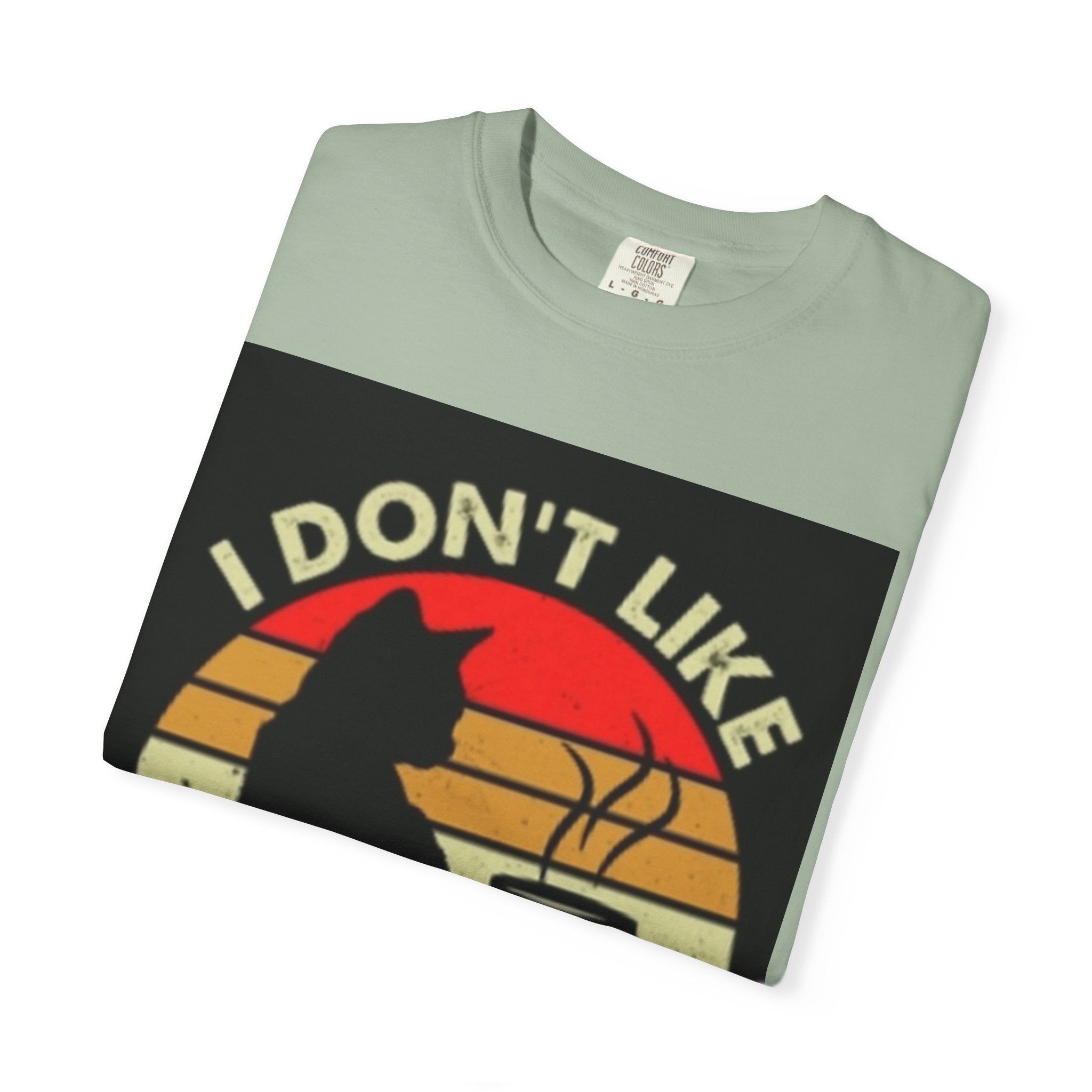 I Don't Like Morning People T-Shirt — Cat & Coffee Retro Graphic Tee