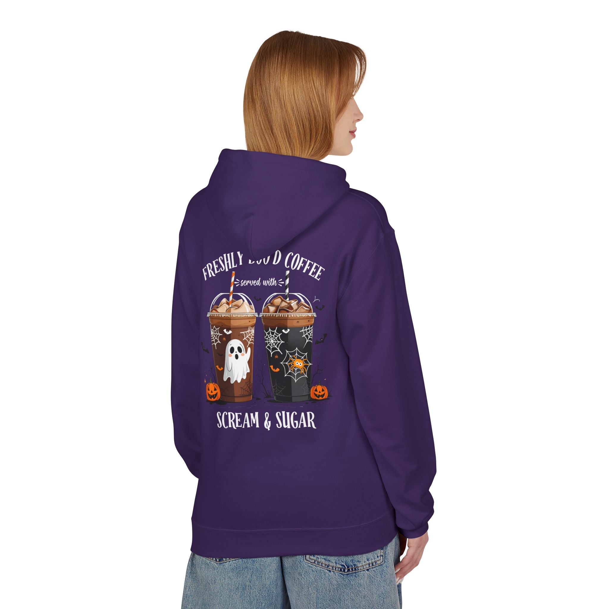 Halloween Coffee Hoodie - "Freshly Brew'd Coffee" Scream & Sugar Graphic