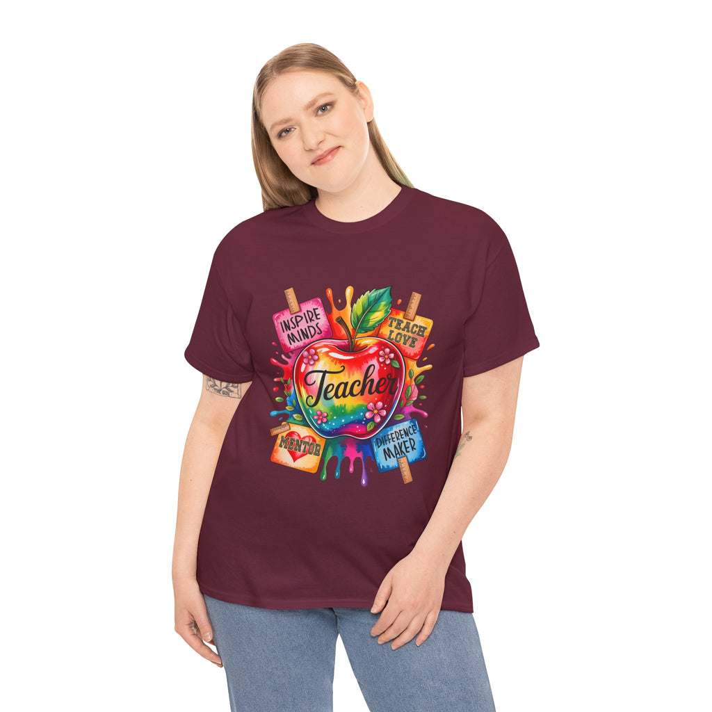 Colorful Apple Teacher T‑Shirt – Inspire Minds | Back to School Gift