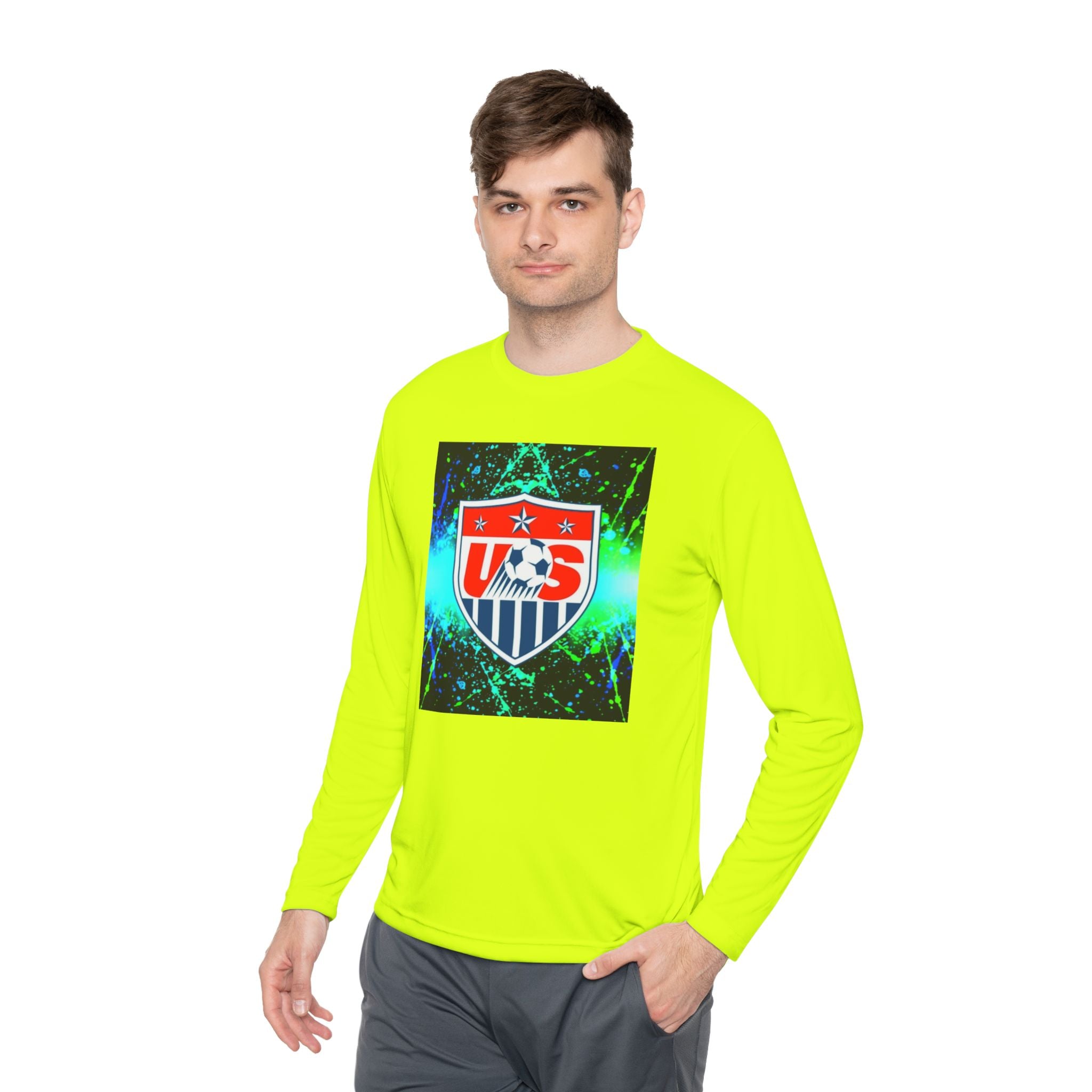 USA Soccer Crest Long Sleeve Tee — Neon Splash